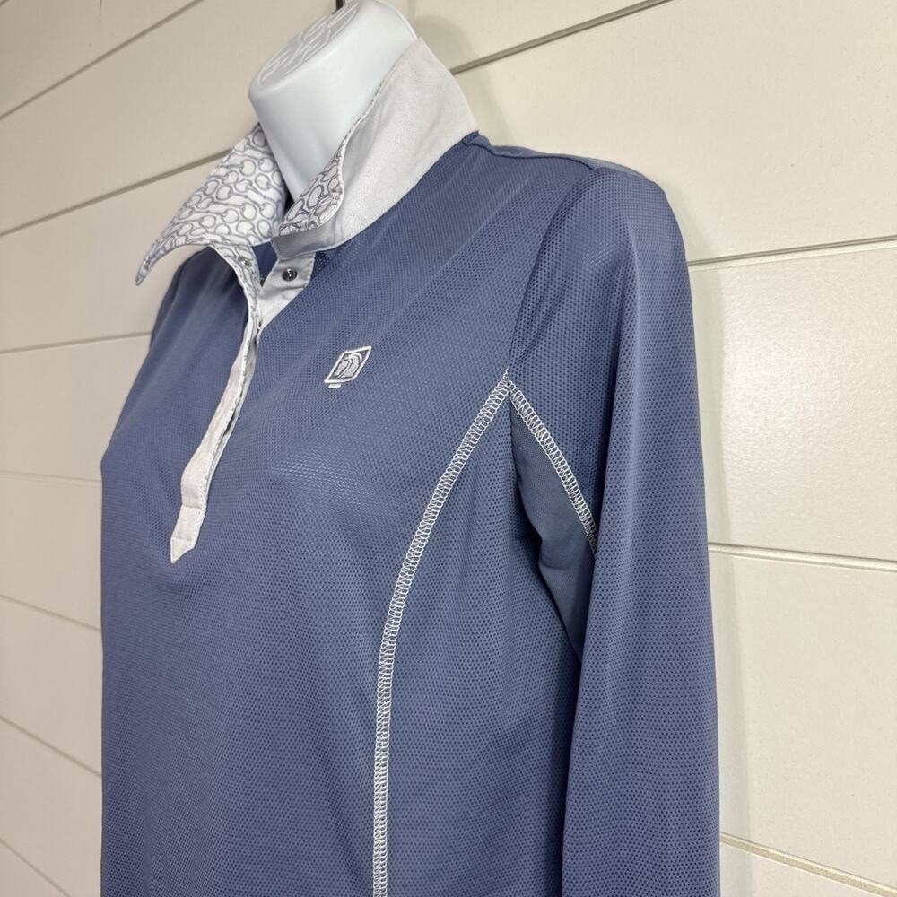 ROMFH Chill Factor Equestrian Riding Polo Shirt Long Sleeve Blue sz S - Picture 3 of 8